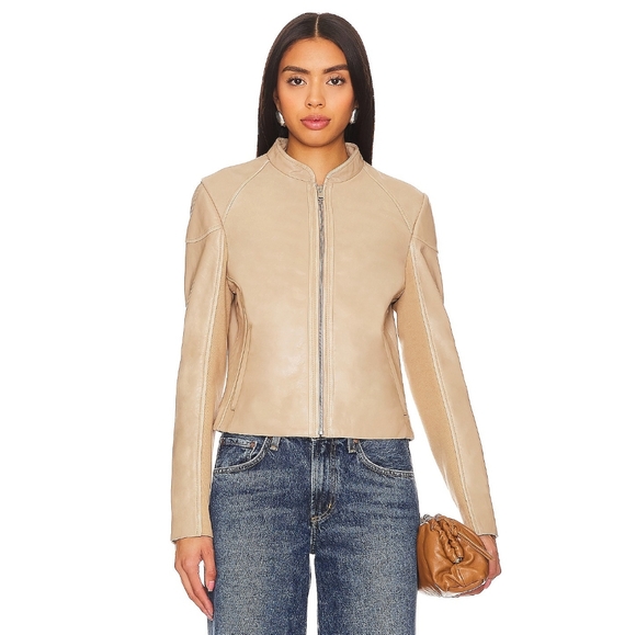 Lamarque x Anthropologie Hira Fitted Lamb Leather Minimilist Jacket - Picture 6 of 9